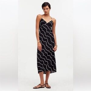 Madewell Layton Midi Slip Dress Black & White